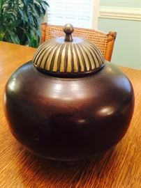 Maitland Smith vase with brass lid