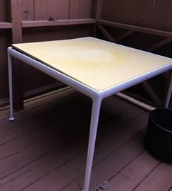 Richard Shulz, mid-century modern, yellow enamel dining table