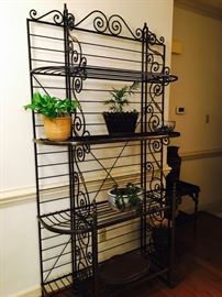 Iron Bakers Rack, French style, with brass accents