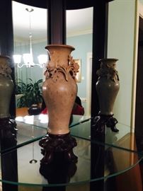 A pair of sandstone vases from the middle east, 1970's