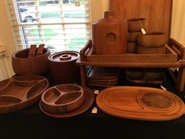 Danish teak bowls and serving pieces