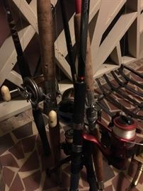 Antique fishing rod, pen reels