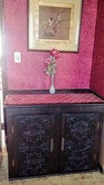 ornate cabinet & more artwork  -- SITTING ROOM