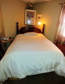 full size bed, lamp, & artwork  -- CREAM BEDROOM