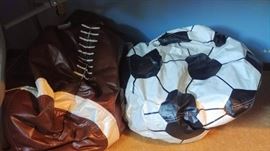 football & soccer bean bags  -- BLUE BEDROOM