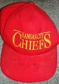 autographed KC Chiefs hat -- WHITE BEDROOM