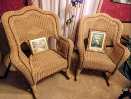 wicker rocker pair & more artwork -- SITTING ROOM