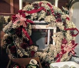 large flocked wreath  -- GARAGE