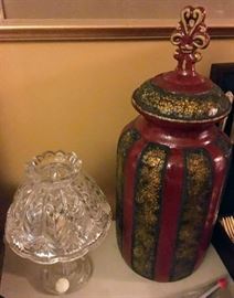 crystal lamp & beautiful ceramic urn -- DINING ROOM