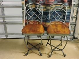 Wood and Metal High Bar Stools - 6 each