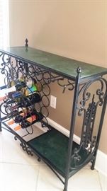 Wrought Iron Wine Rack with Marble Top