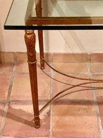 Florentine glass top table detail