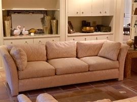  Matching  Ivory slubbed silk sofa. 