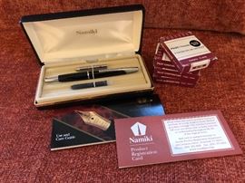 14kt M nib. Pilot Namiki faceted  vanishing point fountain pen.  Cartridges. 