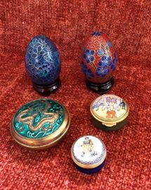 Cloisonné eggs and trinket boxes