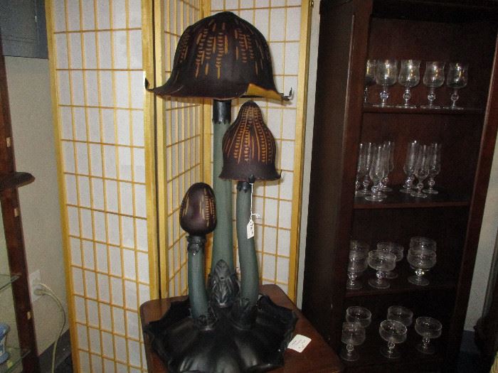 Hand crafted blown glass mushroom lamp