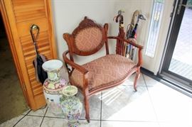 Settee, Oriental Floor Vases