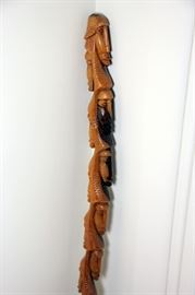 Incredible Carved Walking Stick Signed Wes Winny