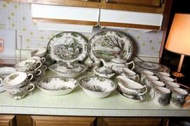 Johnson Bros. Friendly Village with Rare Jumbo Cup & Saucers