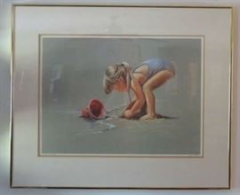 Artist Cheri Petri Signed Little Girl Beach Scene