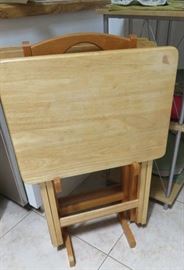 Oak TV Tray Stand Set