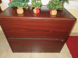 Large Mahogany Double Drawer File Cabinet