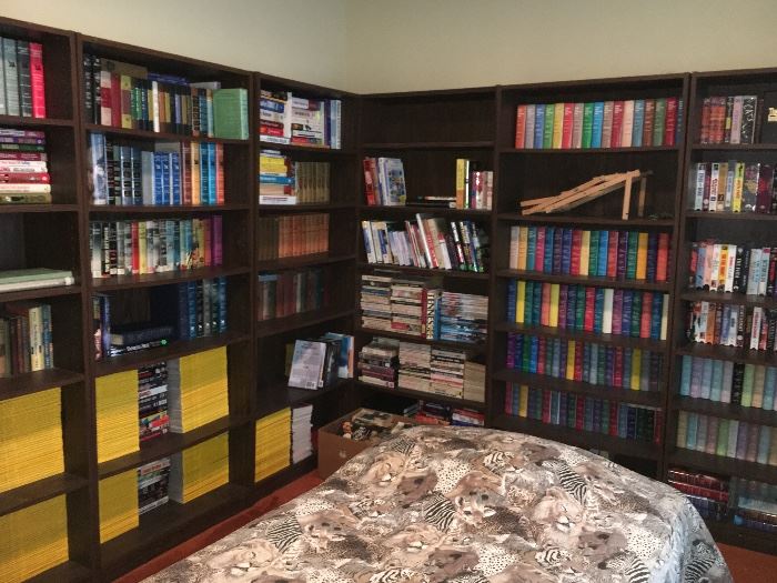Lots and lots of books and several bookcases.