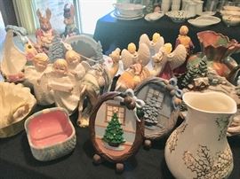 Nice collection of vintage ceramic items—figurines, lamps, dishes and more.