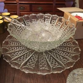 Large vintage punch bowl with 12 ups and underplates.