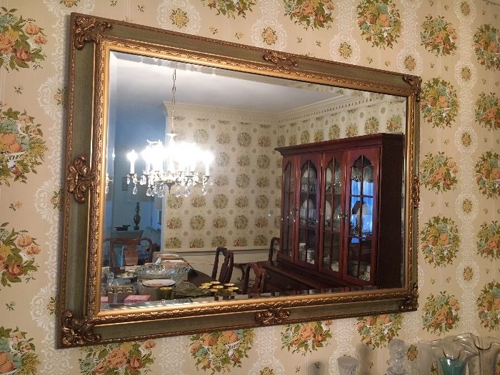 Vintage beveled mirror.