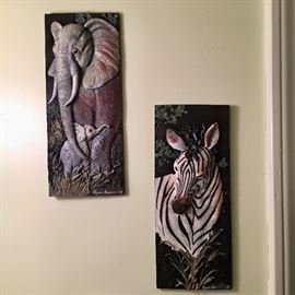 Assorted wall decor.