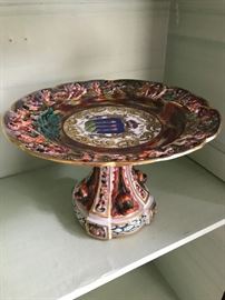 CAPODIMNTE PORCELAIN COVERED TUREEN AND A TAZZA                                                                                                      LENGTH OF TUREEN: 12”                                                                HEIGHT OF TAZZA: 7"