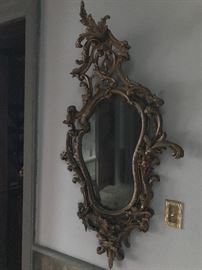 LATE GEORGE II GILTWOOD CARTOUCHE MIRROR MID-18TH CENTURY 49” X 27"