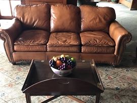 GEORGE III MAHOGANY BUTLER’S TRAY                             Of rectangular form with enclosed sides and cut-through handles with lozenge-carved edge. 27”L