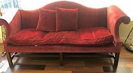 Vintage Velvet Camelback Sofa