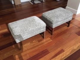 Pair upholstered Ottomans