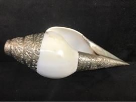 Tibetan Silver Capped Conche Shell