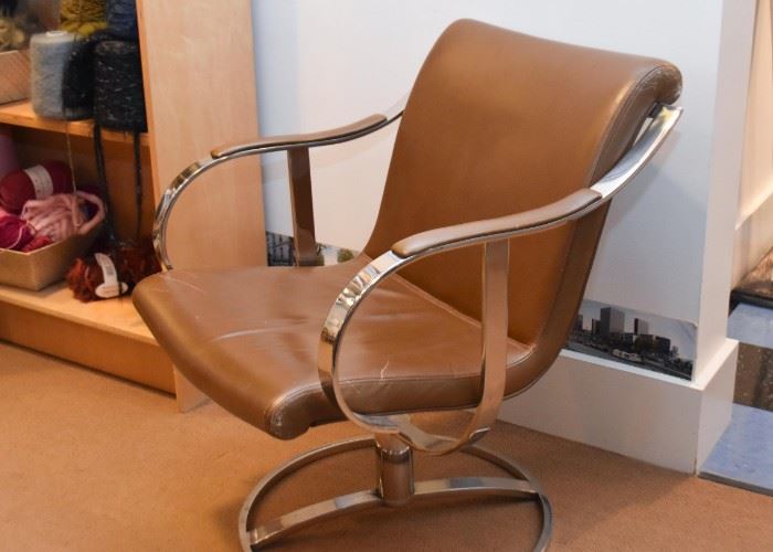 Vintage Chrome Swivel Office Chair