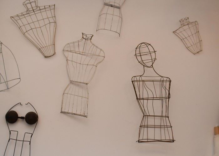 Vintage French Wire Torso Mannequins  (Displayed here as wall hangings)