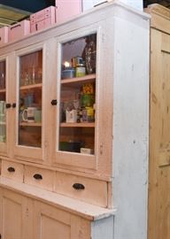 Antique / Vintage White Crackle Paint Kitchen Cupboard