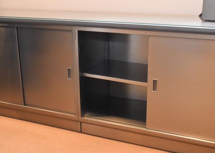 Vintage Steelcase Credenza / Cabinet with Sliding Doors