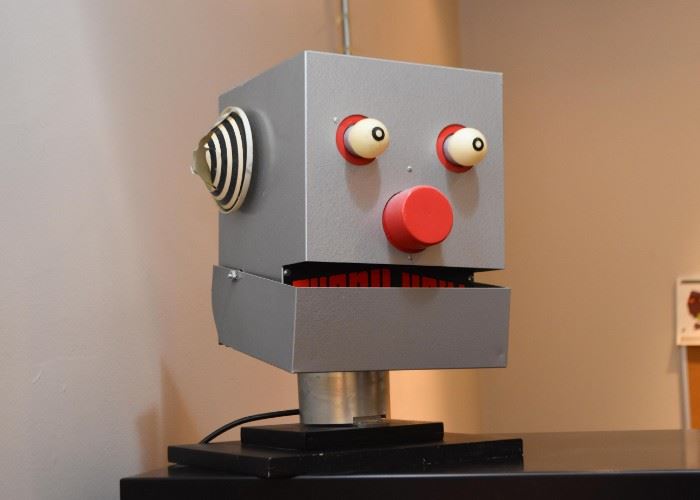 Unique Robot Head Store Display (when turned on, the head swivels, eyes light and mouth opens to show the words "Thank You")