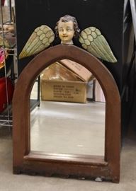 Antique / Vintage Arched Wall Mirror with Angel / Cherub