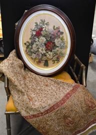 Antique 3-D Floral Artwork with Oval Frame