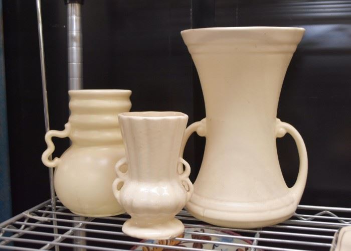 Vintage White Pottery Vases