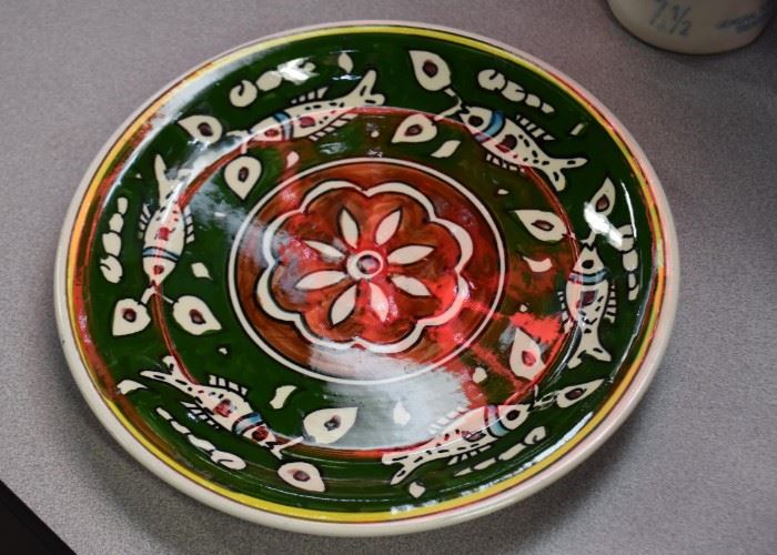 Glazed Pottery Plate (Fish)