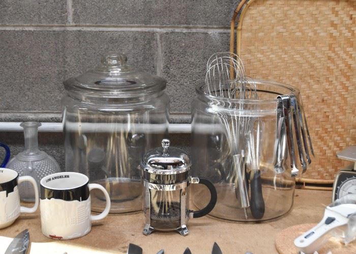 Kitchenware - Glass Jars, French Press, Coffee Mugs, Utensils,  Etc.