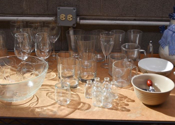 Glassware, Stemware, Bowls, Small Glass Bottles