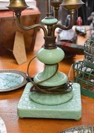 Antique / Vintage Table Lamp with Reverse Painted Shade (Silhouette)