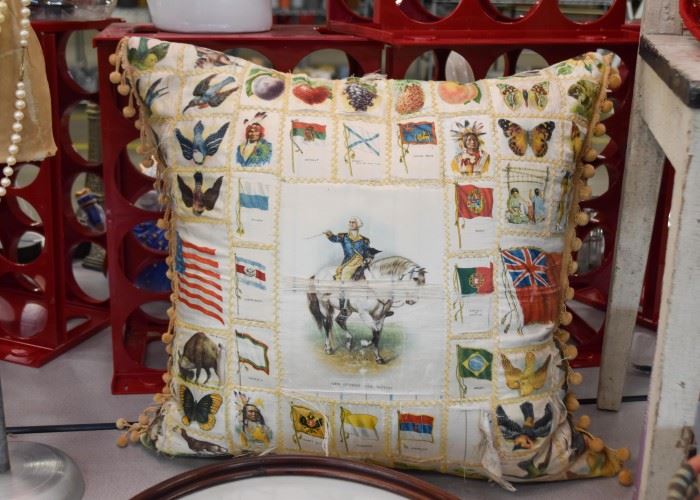 Vintage Patchwork Pillow (Cigarette "Silkies" - Cover made from vintage cigarette bags/covers/inserts)